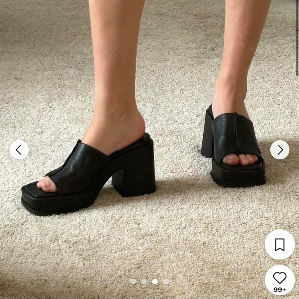 Zara Black Chunky Heel Sandals